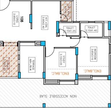 Floor plan of 2 BHK 478 Sq. Ft. Apartment in Pristine Neo City Phase 2, Pune