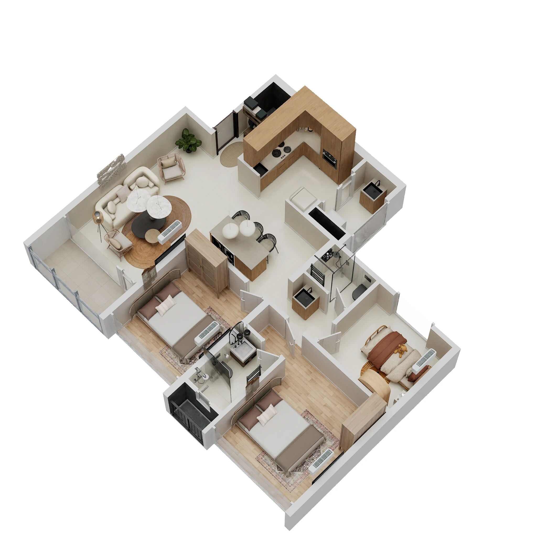 Floor plan of 2 BHK 811 Sq. Ft. Apartment in Pristine O2 World, Pune