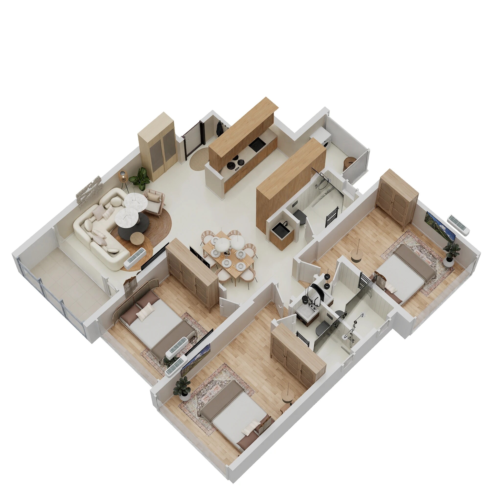 Floor plan of 3 BHK 1103 Sq. Ft. Apartment in Pristine O2 World, Pune
