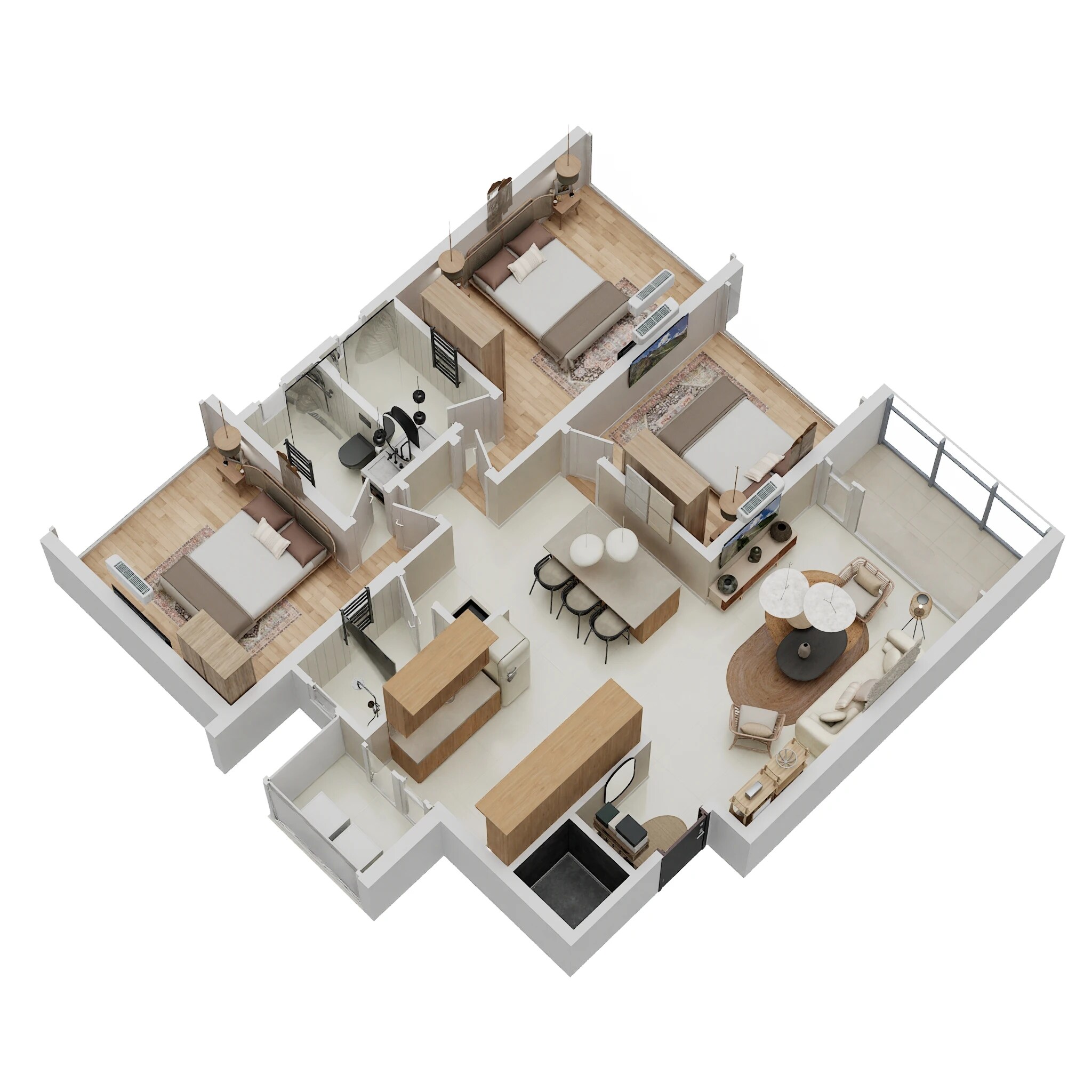 Floor plan of 2 BHK 991 Sq. Ft. Apartment in Pristine O2 World, Pune