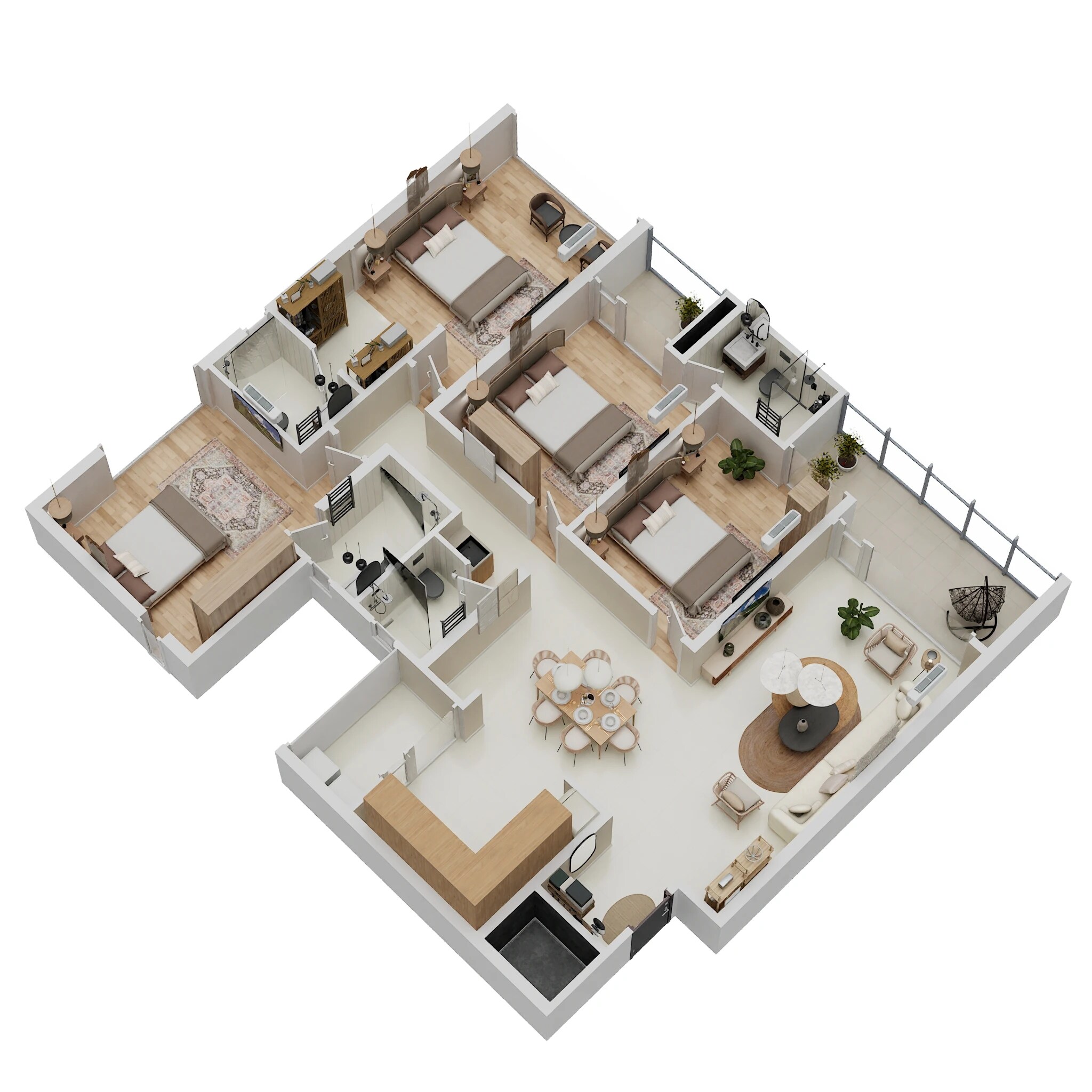 Floor plan of 3 BHK 1393 Sq. Ft. Apartment in Pristine O2 World, Pune