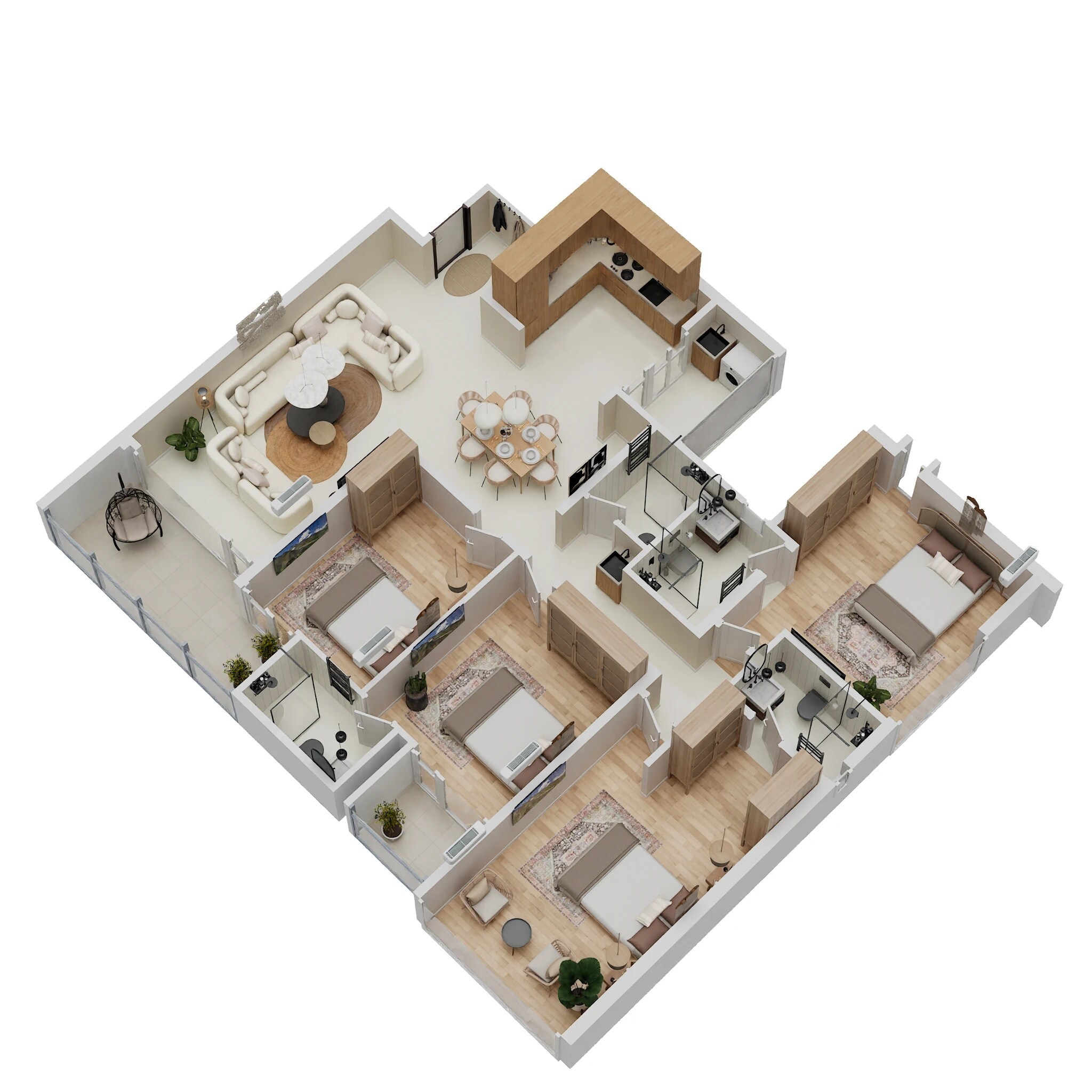 Floor plan of 4 BHK 1688 Sq. Ft. Apartment in Pristine O2 World, Pune