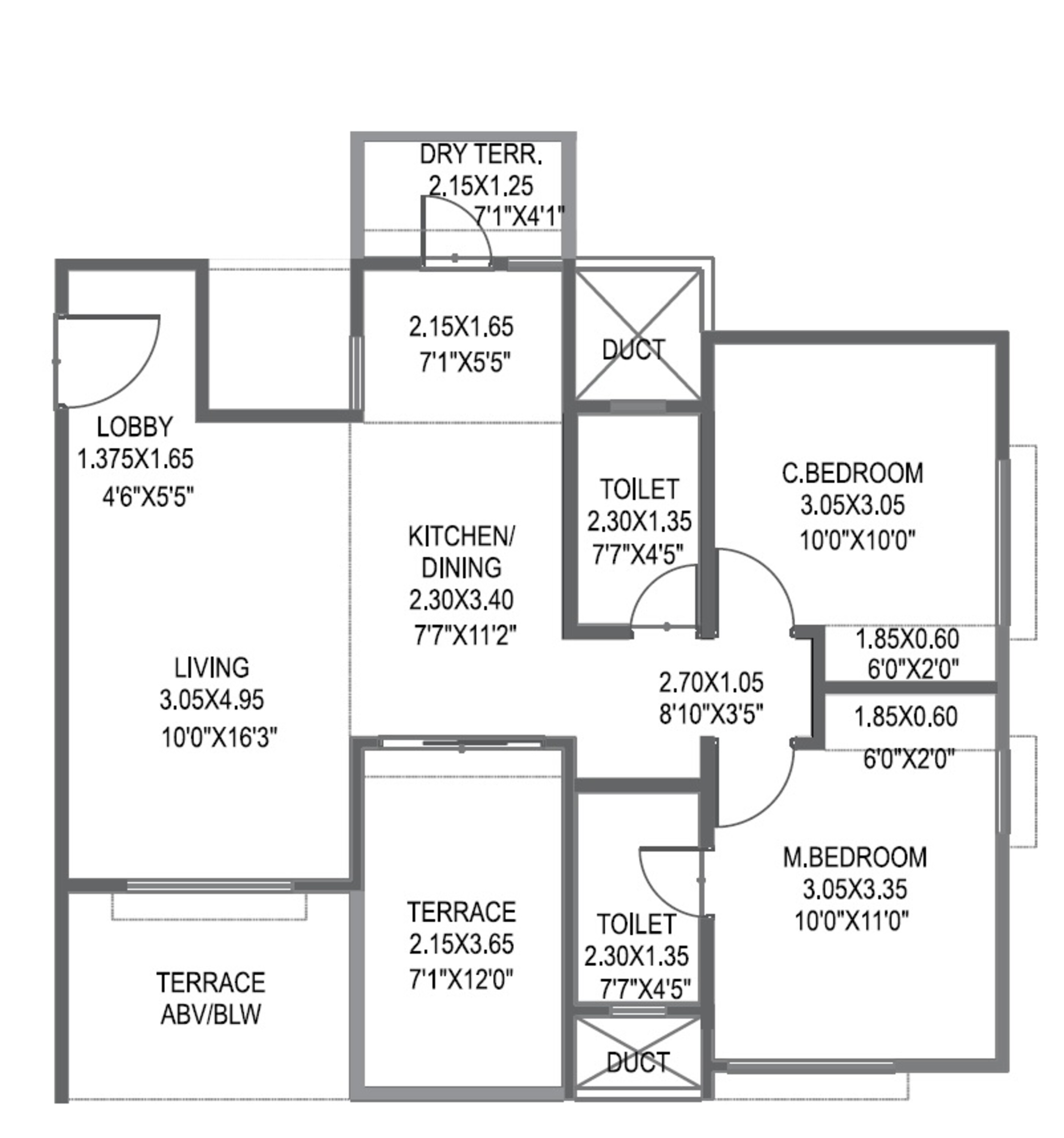 pristine prolife 3 apartment 2bhk 582sqft 1