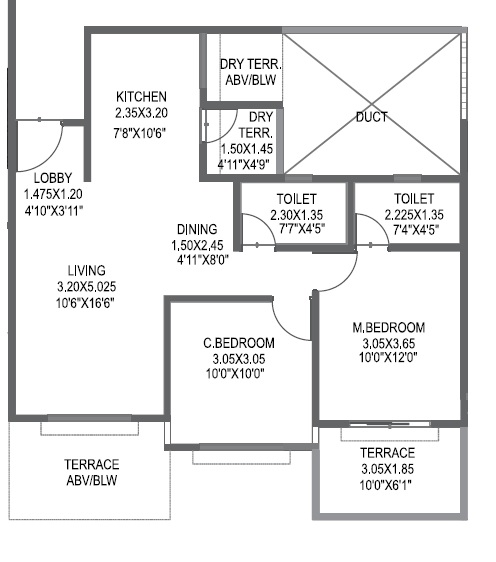 2 BHK 696 Sq. Ft. Apartment in Pristine Prolife 3