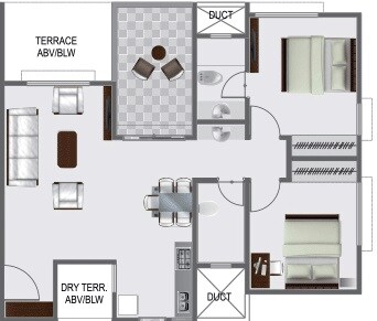 2 BHK 585 Sq. Ft. Apartment