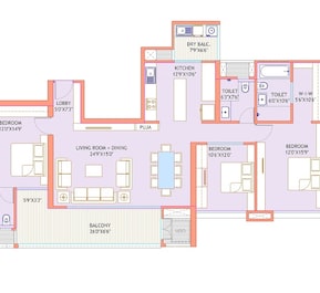 3 BHK 1554 Sq. Ft. Apartment in Pristine The Lords