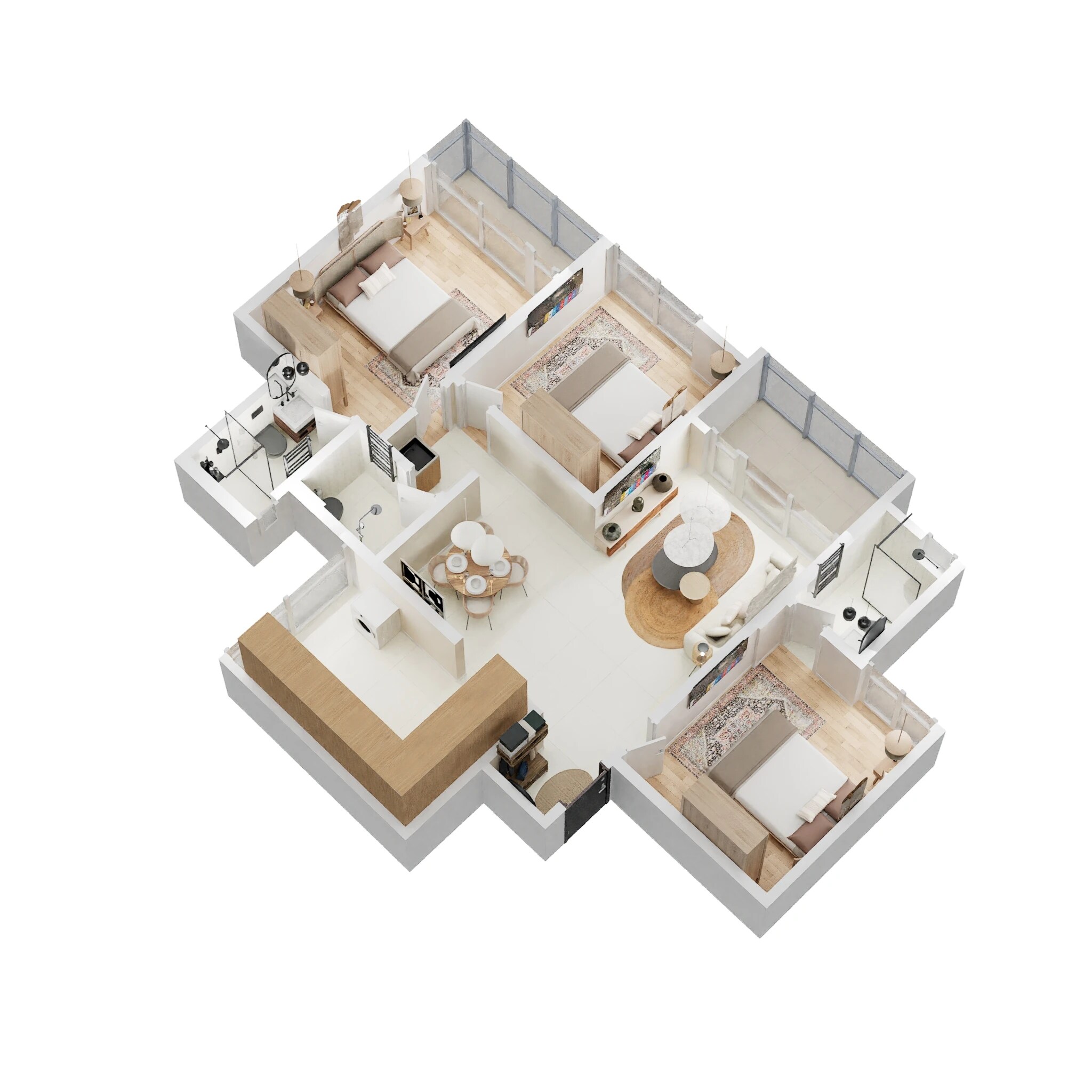 Floor plan of 3 BHK 966 Sq. Ft. Apartment in Prithvi Paradise, Pune