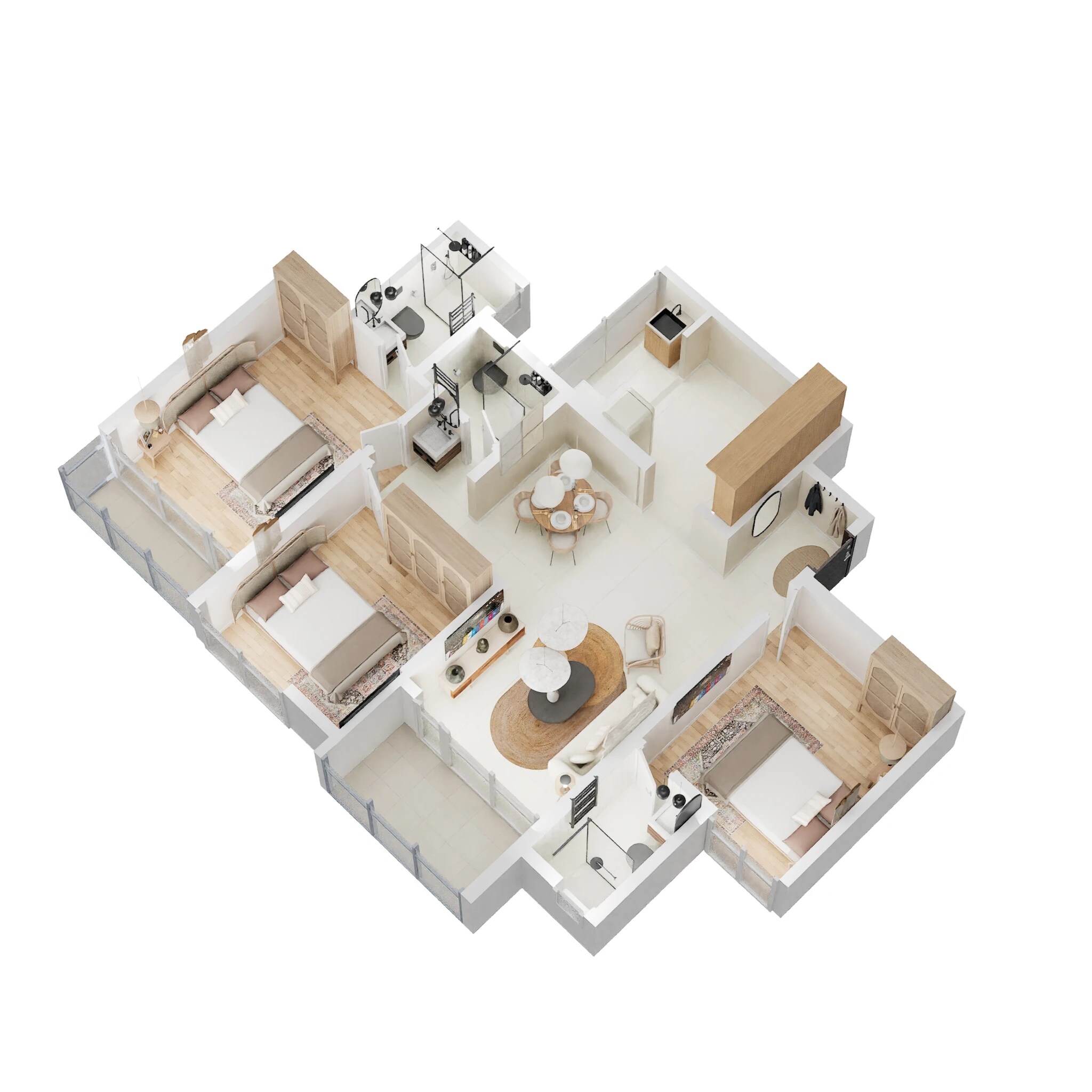 Floor plan of 3 BHK 977 Sq. Ft. Apartment in Prithvi Paradise, Pune