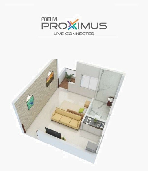 Floor plan of 250 Sq. Ft. Studio in Prithvi Proximus, Pune