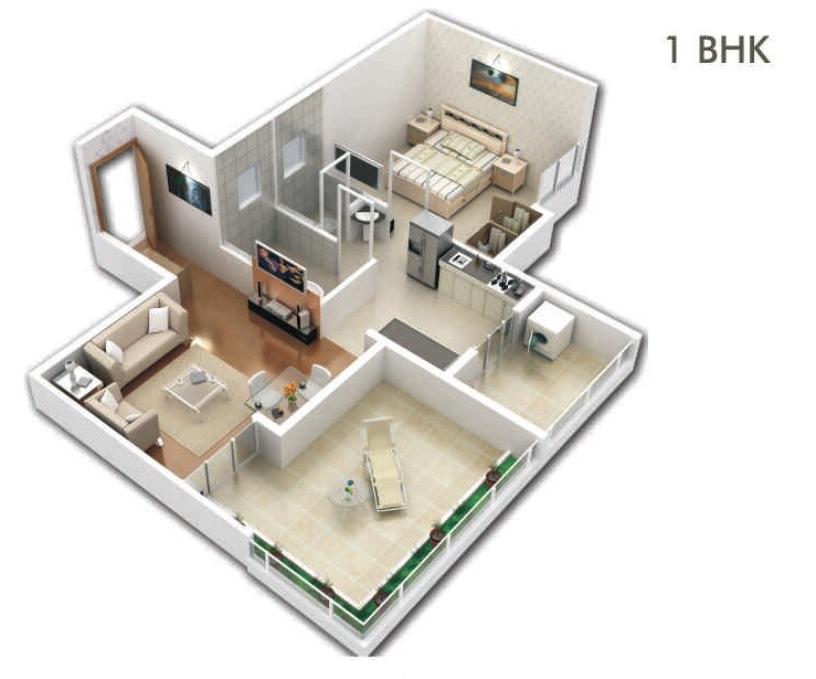 Floor plan of 1 BHK 715 Sq. Ft. Apartment in Prithvi Sai Velocity Phase 1, Pune