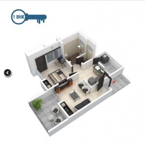 Floor plan of 1 BHK 312 Sq. Ft. Apartment in Prithvi Sai Velocity Phase II, Pune