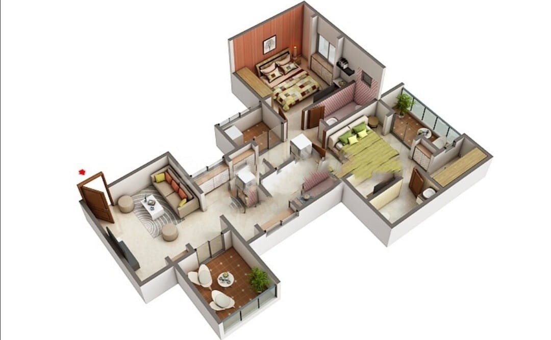 Floor plan of 2 BHK 545 Sq. Ft. Apartment in Probo Pride Township, Pune