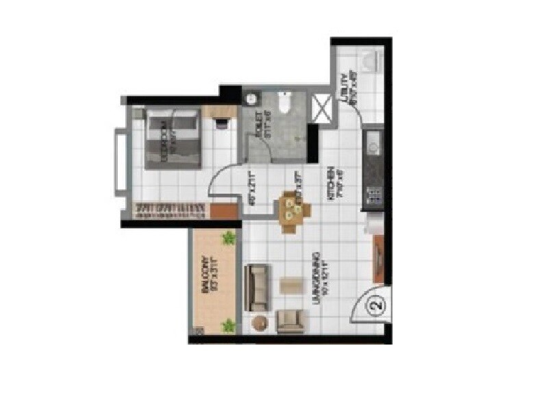 1 BHK 421 Sq. Ft. Apartment