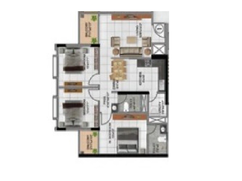 3 BHK 887 Sq. Ft. Apartment