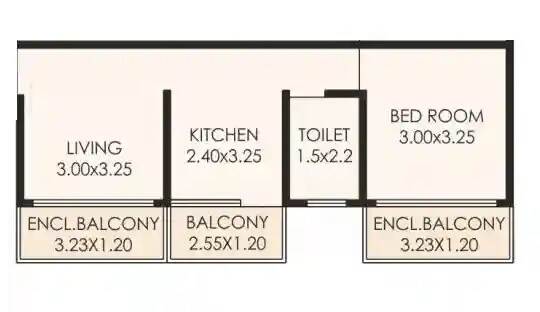 Floor plan of 1 BHK 460 Sq. Ft. Apartment in Punyashri CHS, Pune