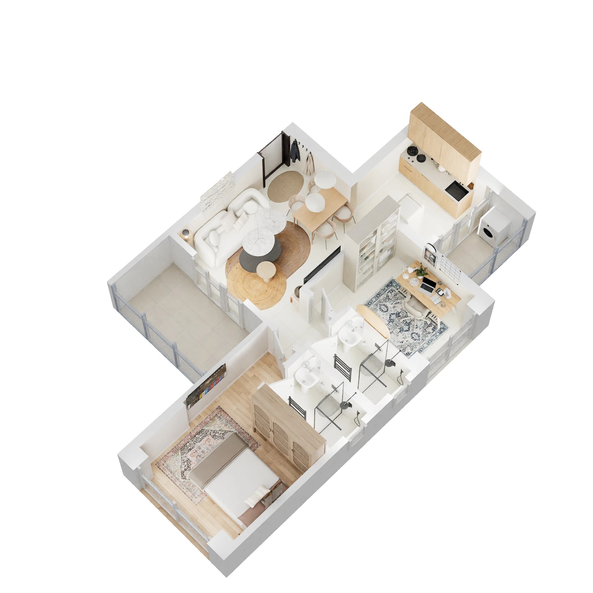Floor plan of 2 BHK 692 Sq. Ft. Apartment in Puranik Abitante, Pune