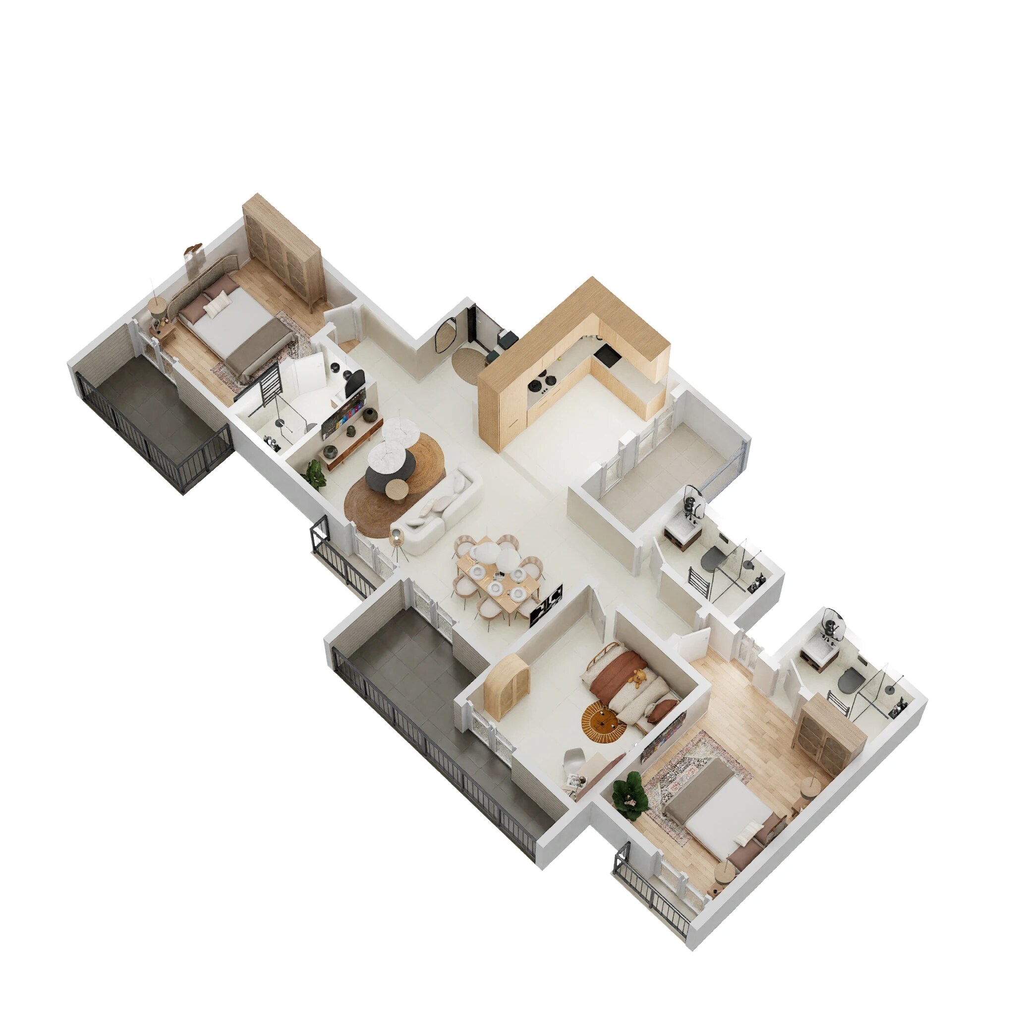 Floor plan of 3 BHK 867 Sq. Ft. Apartment in Puranik Abitante, Pune
