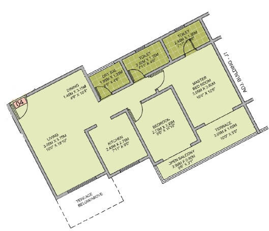 Floor plan of 2 BHK 476 Sq. Ft. Apartment in Puranik Aldea Espanola, Pune