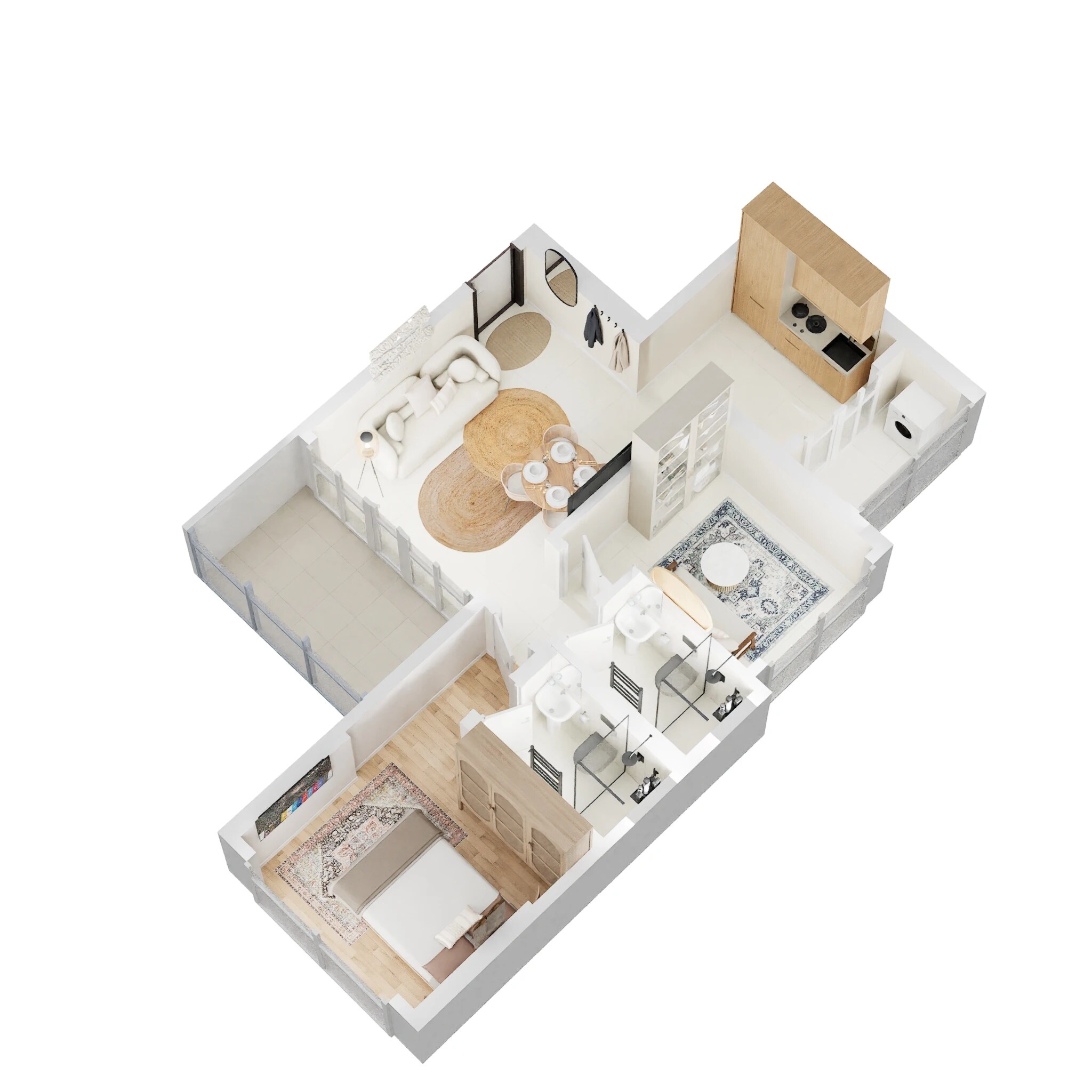Floor plan of 2 BHK 598 Sq. Ft. Apartment in Puraniks Abitante Fiore, Pune