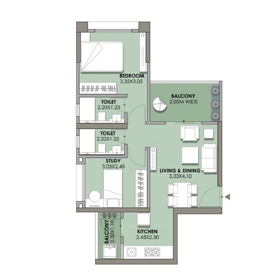  2 BHK Apartment at Puraniks Abitante Fiore, Bavdhan – for Sale