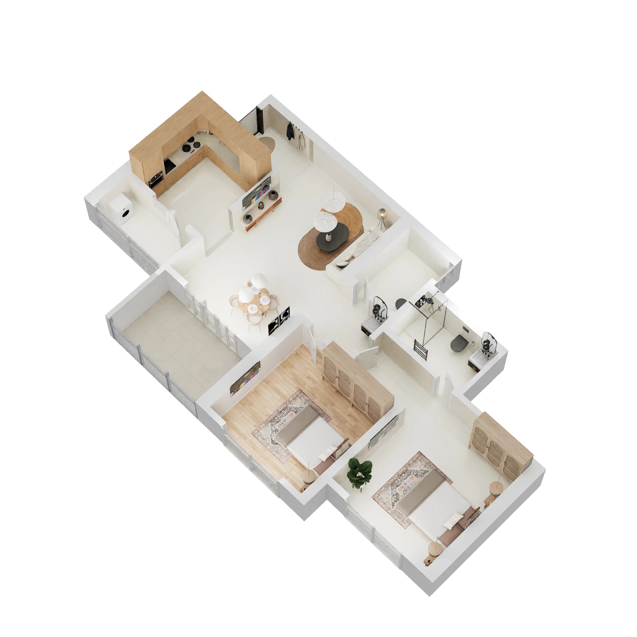 Floor plan of 2 BHK 692 Sq. Ft. Apartment in Puraniks Abitante Fiore, Pune