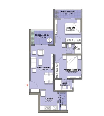  2 BHK Apartment at Puraniks Abitante Fiore, Bavdhan – for Rent