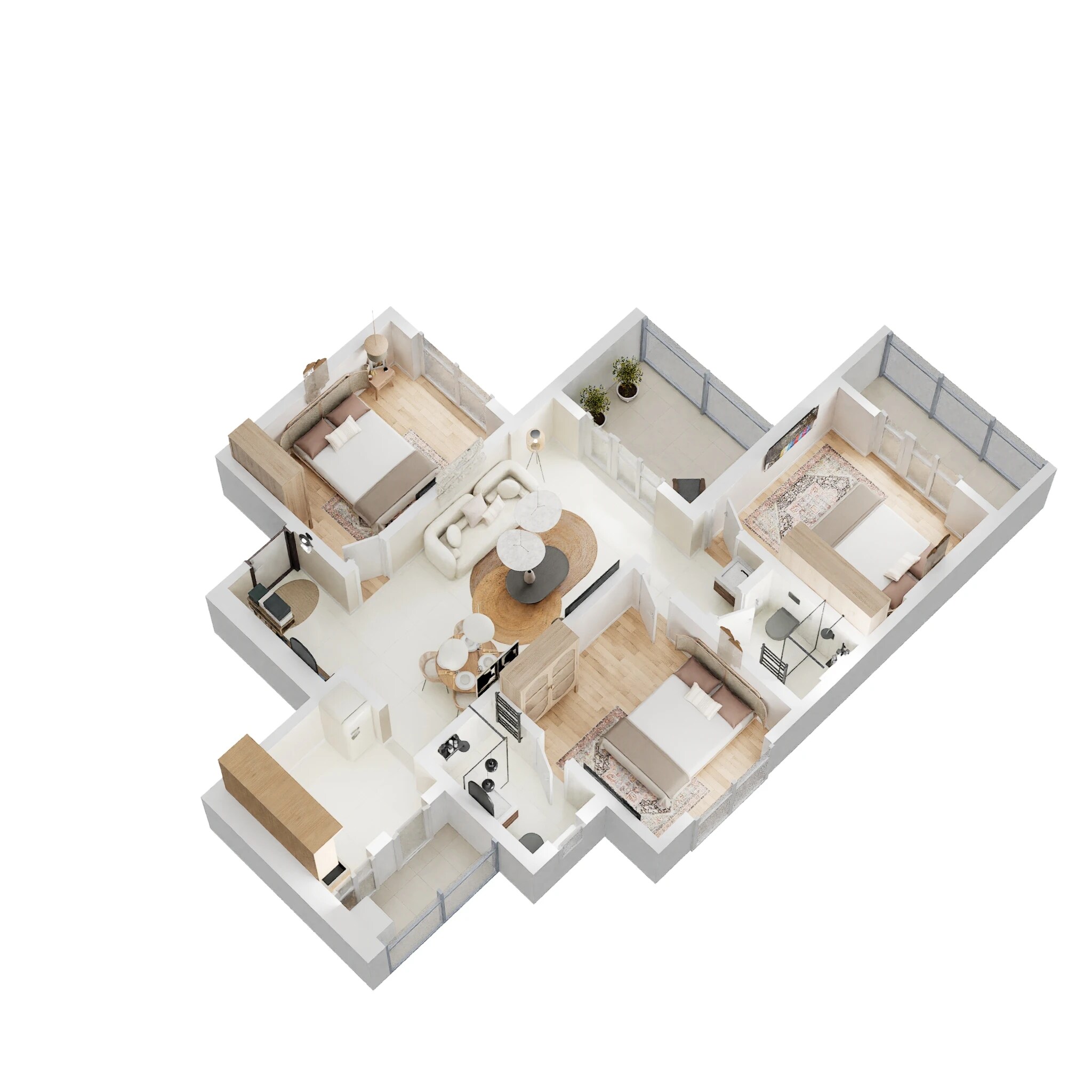 Floor plan of 3 BHK 867 Sq. Ft. Apartment in Puraniks Abitante Fiore, Pune