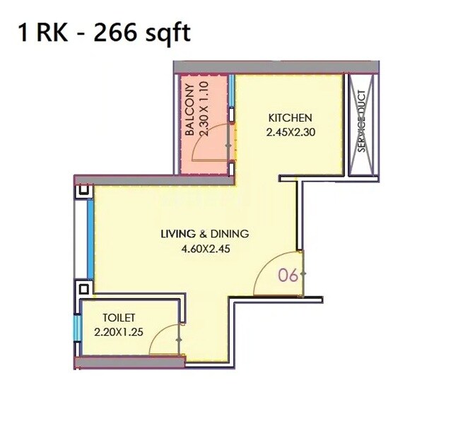 Floor plan of 266 Sq. Ft. Studio in Puraniks Abitante Fiore, Pune