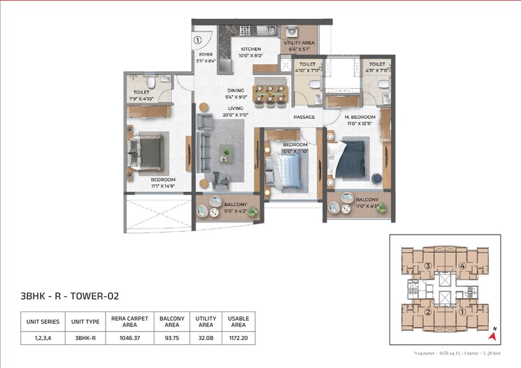 Other, purva-atmosphere 3 Bedroom 1172 Sq.Ft. Apartment In Keshav Nagar Pune 9283018