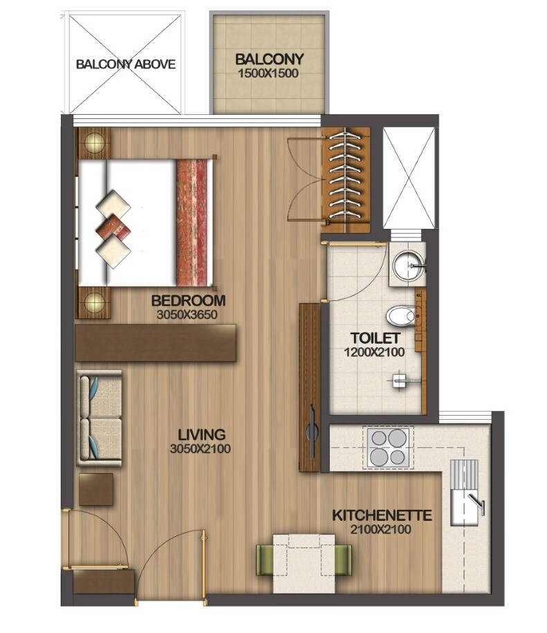 1 BHK 358 Sq. Ft. Apartment