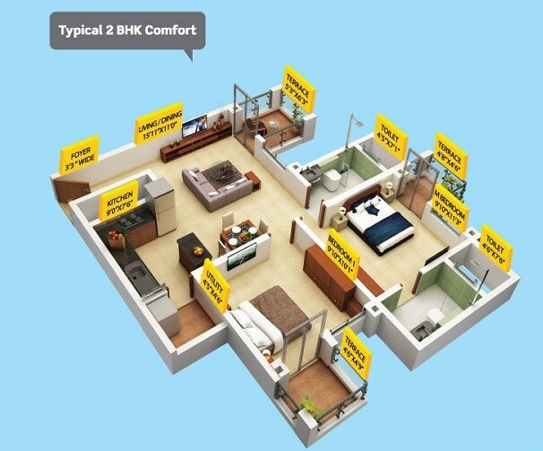  2 BHK Apartment at Purva Silversands, Mundhwa – for Rent