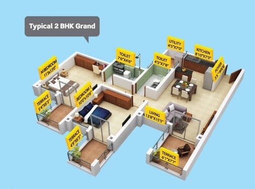  2 BHK Apartment at Purva Silversands, Mundhwa – for Rent