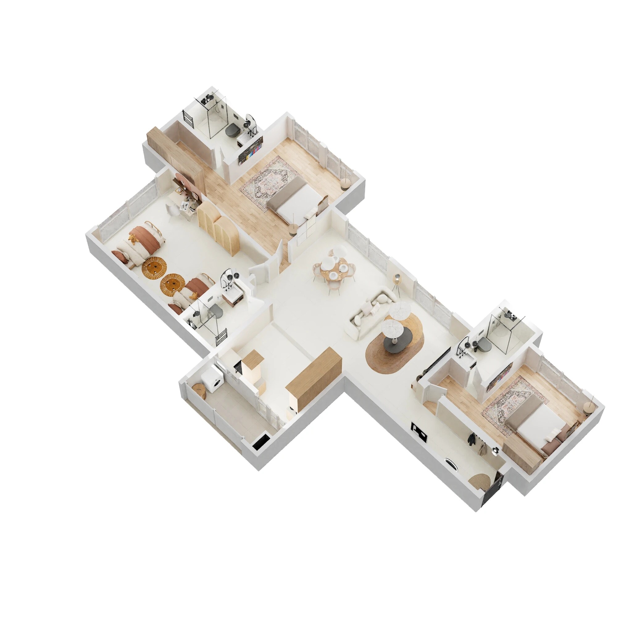 Floor plan of 3 BHK 904 Sq. Ft. Apartment in Purvankara Emerald Bay, Pune