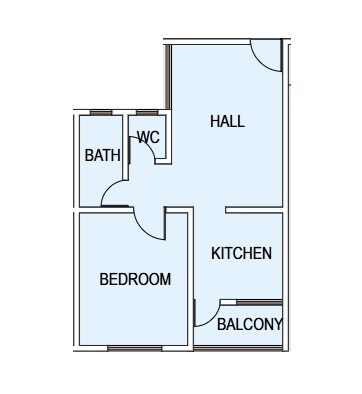 Floor plan of 1 BHK 362 Sq. Ft. Apartment in Quba Residency, Pune