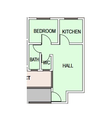Floor plan of 1 BHK 371 Sq. Ft. Apartment in Quba Residency, Pune
