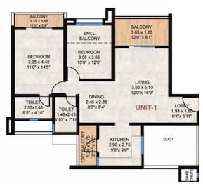 2 BHK 968 Sq. Ft. Apartment in Rachana Bella Casa