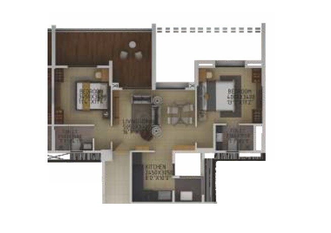 Floor plan of 2 BHK 850 Sq. Ft. Apartment in Rachana Beverly Hills, Pune