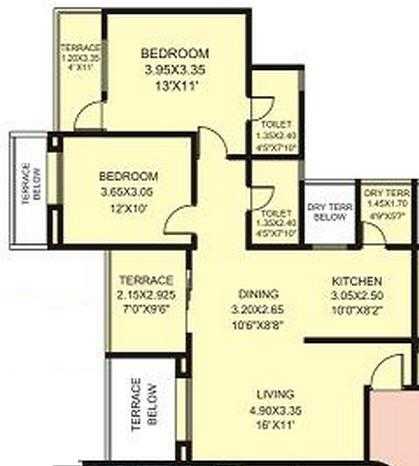 2 BHK 1122 Sq. Ft. Apartment