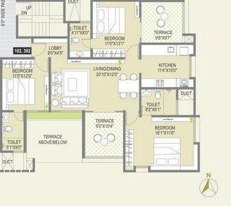 3 BHK 1700 Sq. Ft. Apartment