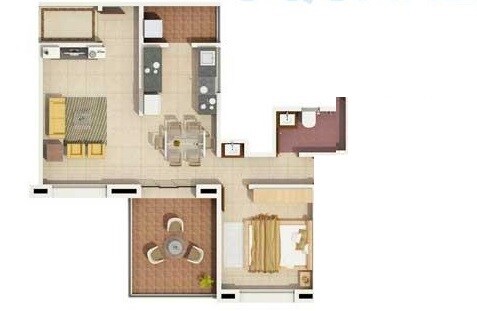 Floor plan of 1 BHK 528 Sq. Ft. Apartment in Rachna Lifestyle Bella Casa, Pune