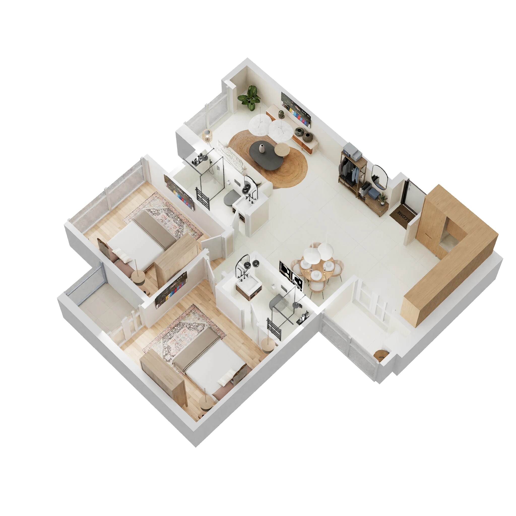 Floor plan of 2 BHK 778 Sq. Ft. Apartment in Rahul Aston, Pune