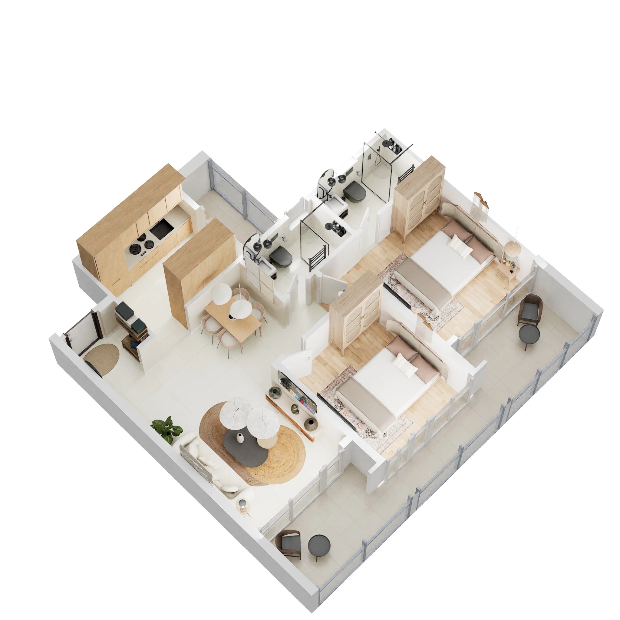 Floor plan of 2 BHK 827 Sq. Ft. Apartment in Rahul Aston, Pune