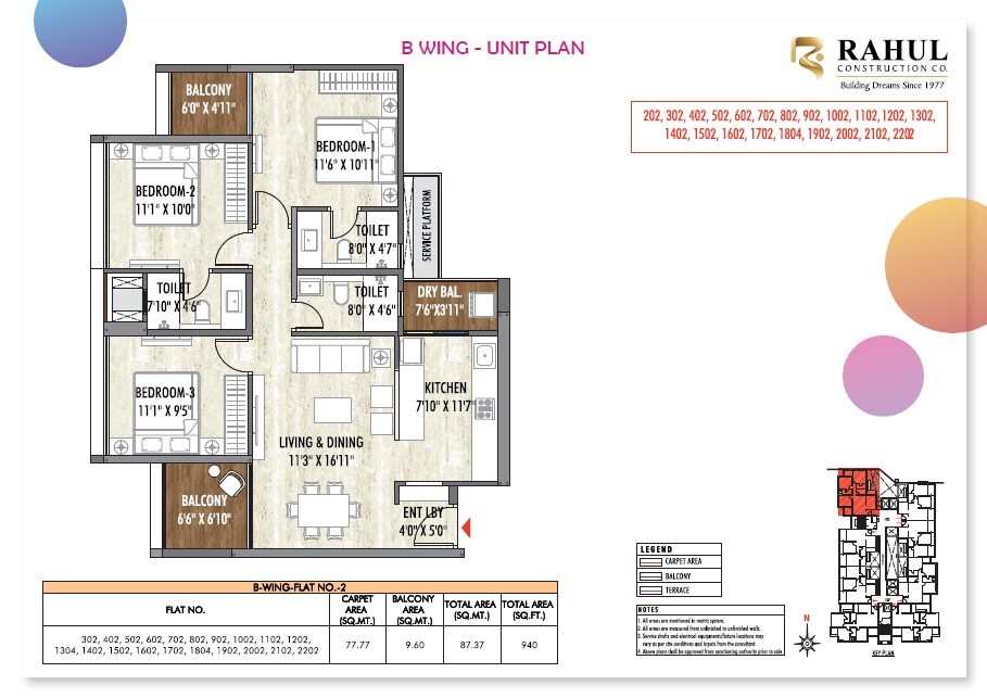  3 BHK Apartment at Rahul Aston, Hinjewadi – for Rent