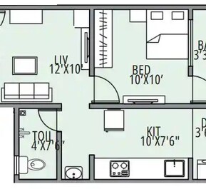 1 BHK 380 Sq. Ft. Apartment in Rahul Sai Ramdas