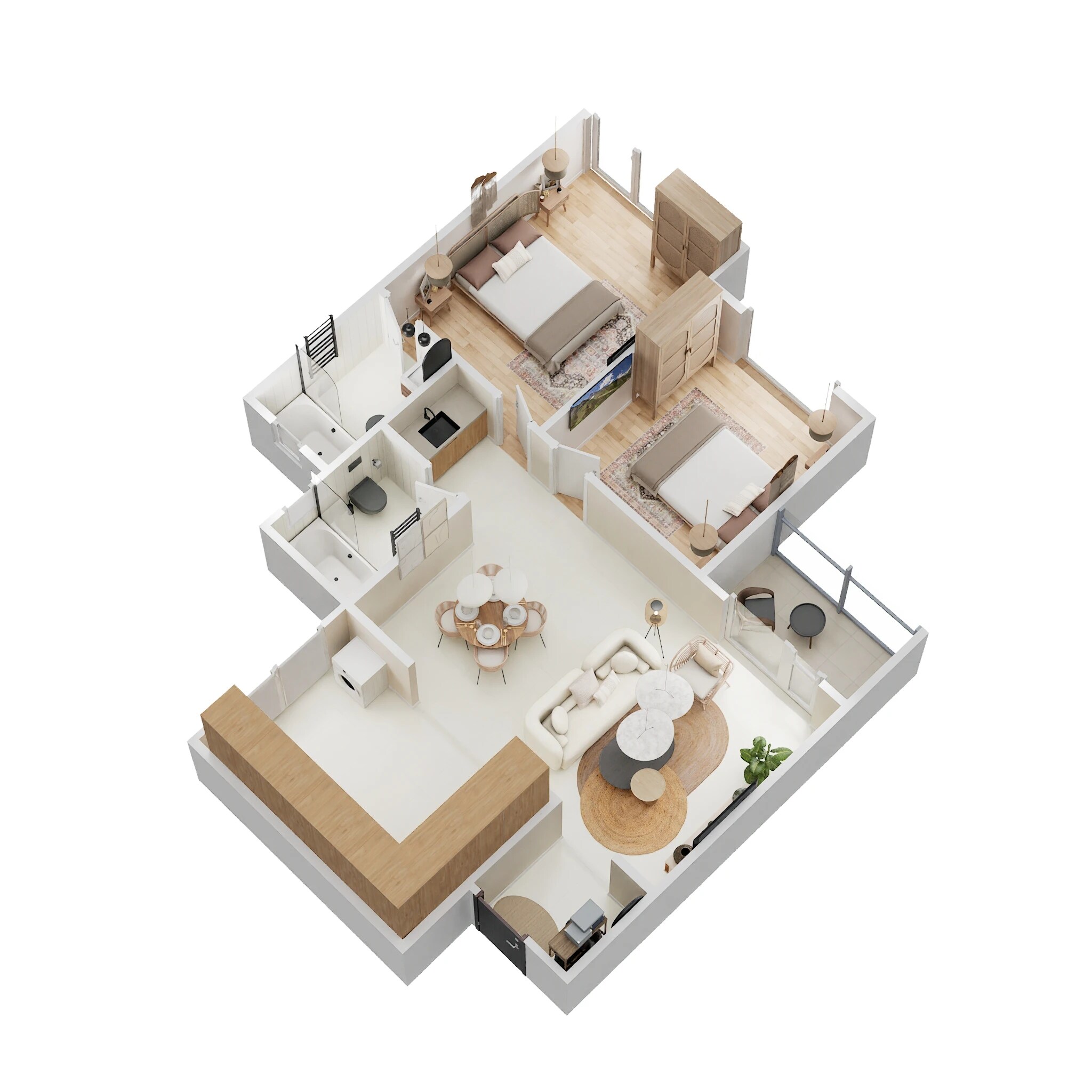 Floor plan of 2 BHK 807 Sq. Ft. Apartment in Raichandani Aura, Pune