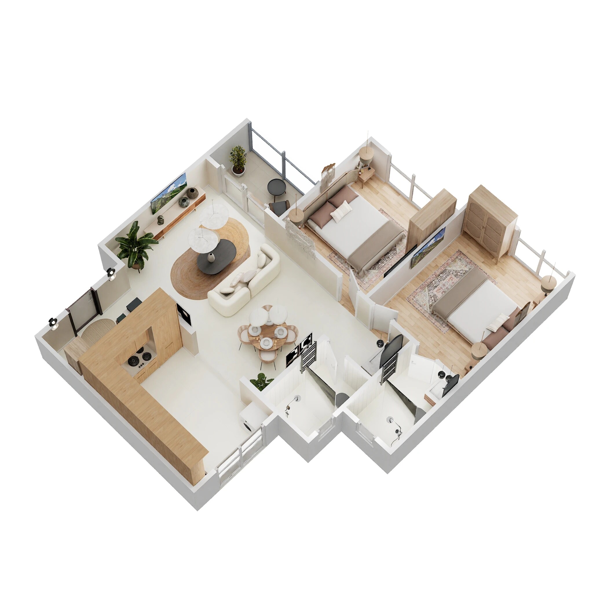 Floor plan of 2 BHK 826 Sq. Ft. Apartment in Raichandani Aura, Pune