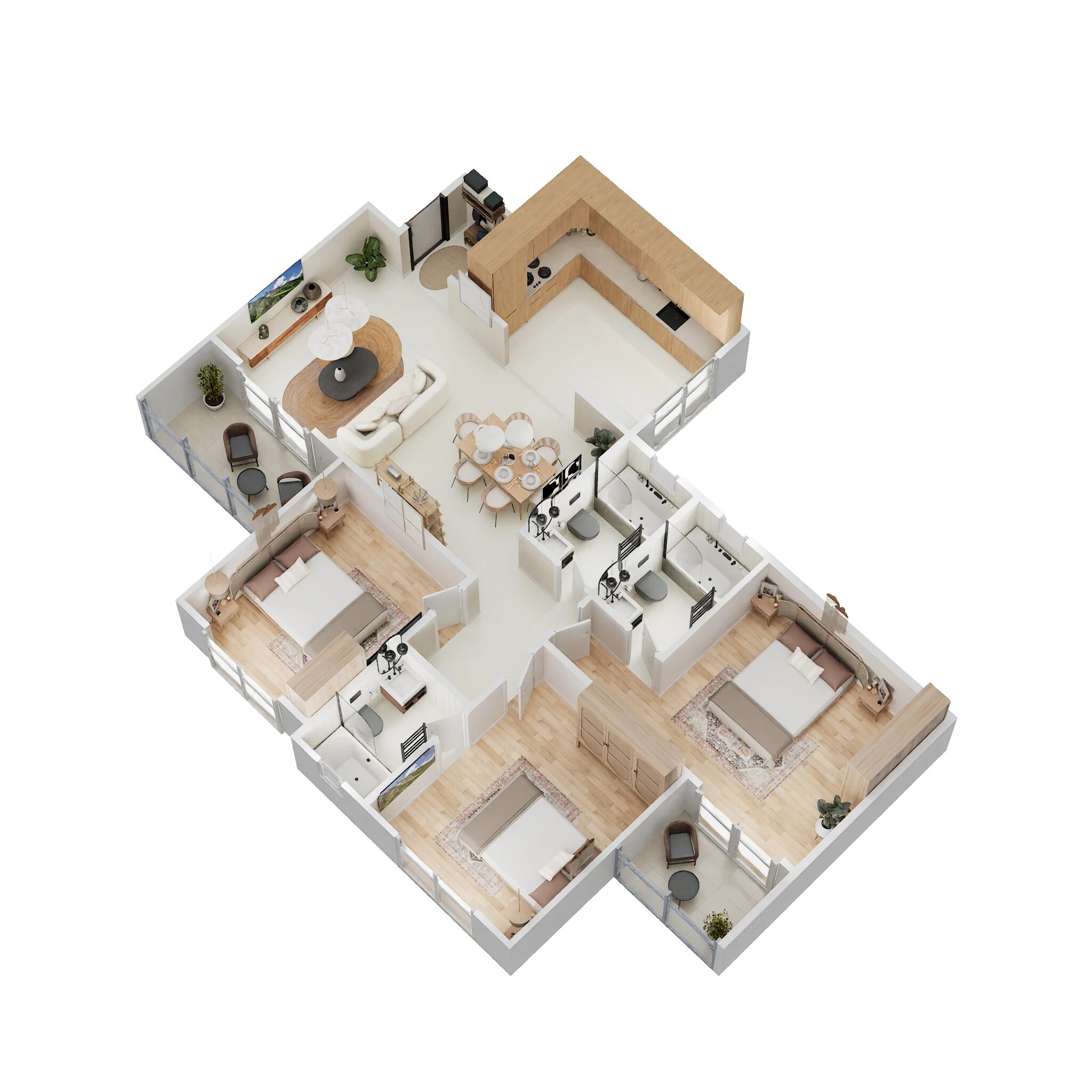 Floor plan of 3 BHK 1142 Sq. Ft. Apartment in Raichandani Aura, Pune