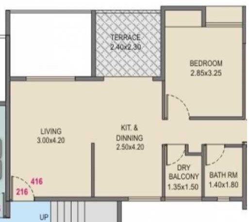 1 BHK 607 Sq. Ft. Apartment