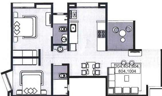 2 BHK 718 Sq. Ft. Apartment in Rainbow Revell Orchid