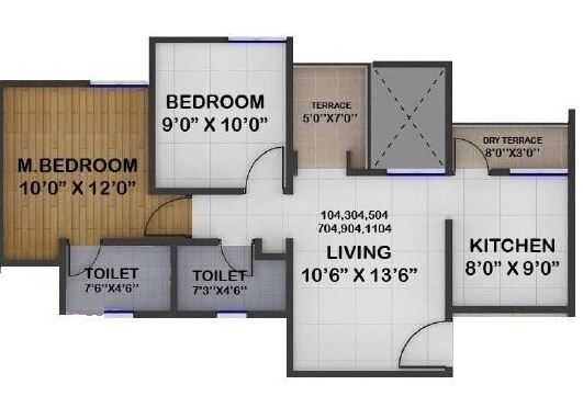 2 BHK 525 Sq. Ft. Apartment